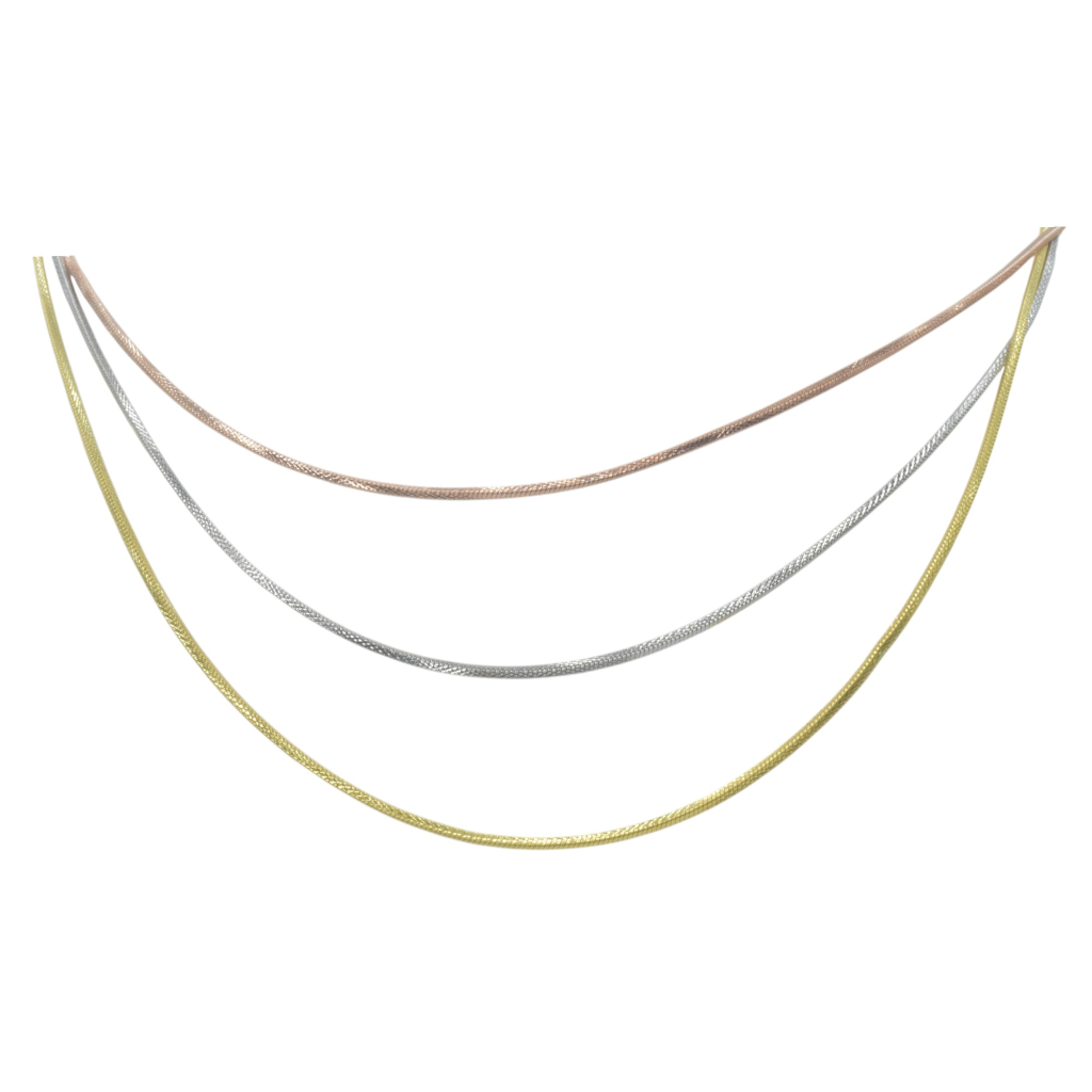 Elegant 92.5 Sterling Silve Tri-Tone Chain (Gold, Silver, Rose Gold)