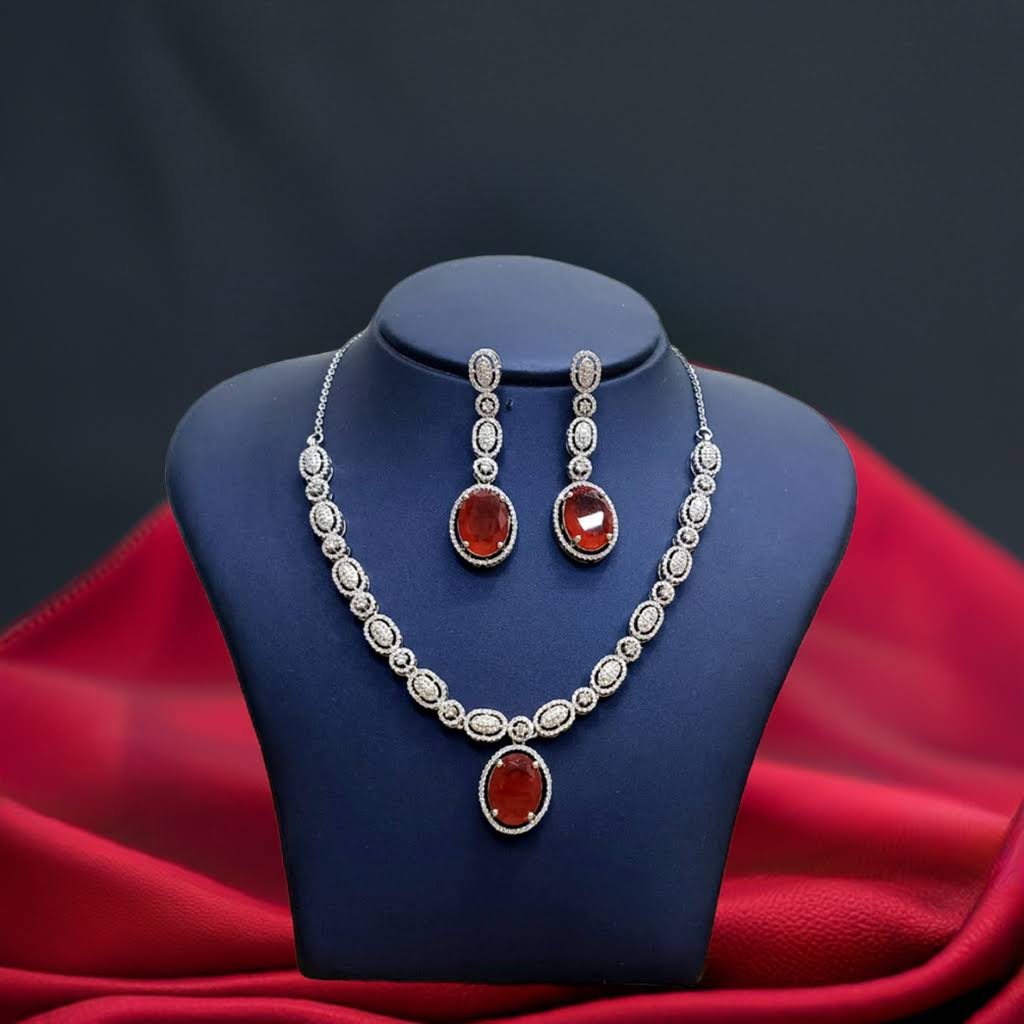 Fancy Silver Ladies Necklaces Set 92.5