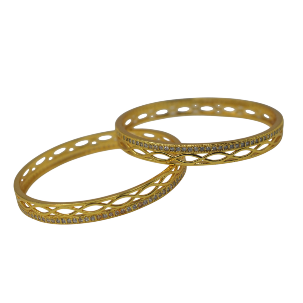 Traditional &Trendy Gold -Plated Silver Bangles | Stunning & Stylish Gift for Womens | Size: 2.6