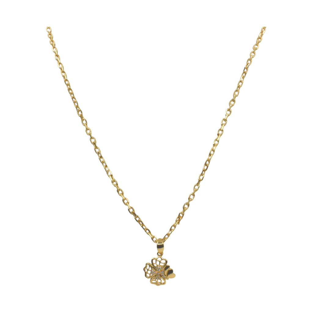 FLORAL LADIES CHAIN 92.5 GOLD PLATED  SILVER CHAIN